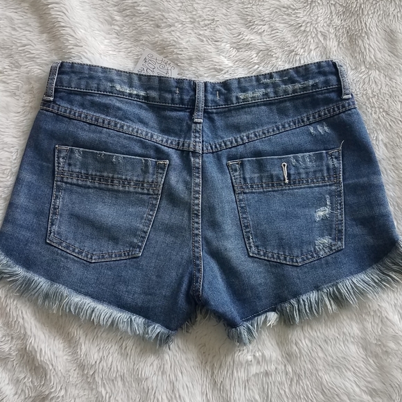 Free People Distress Dolphin Raw Hem Shorts - Picture 2 of 6